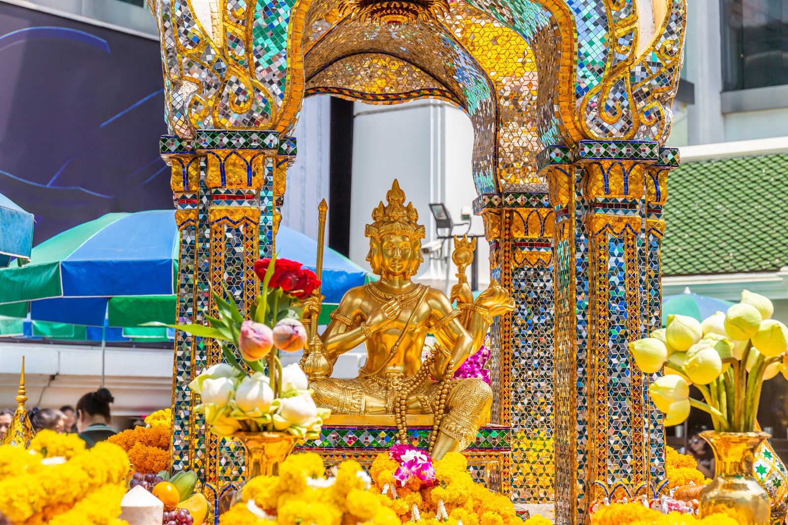 Thao Maha Brahma or Erawan shrine Important and popular places or landmark in Bangkok Thailand.